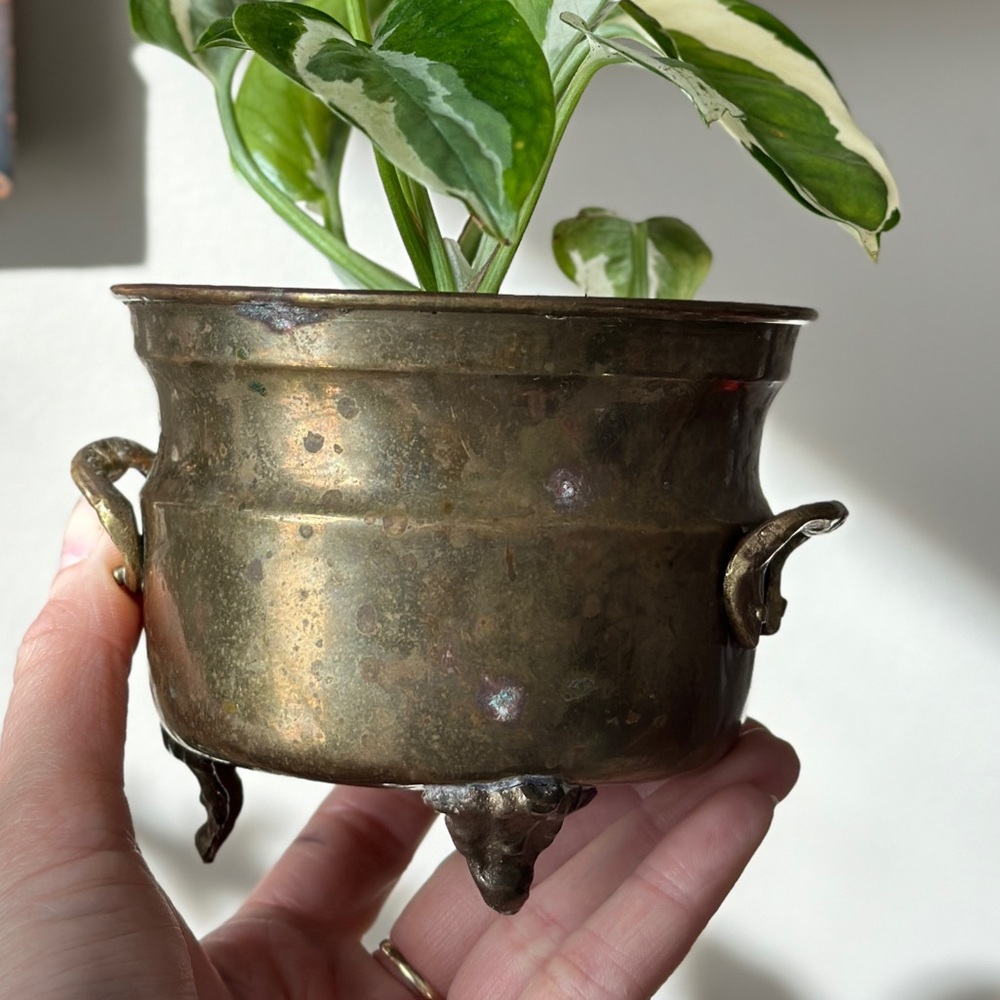 Vintage Brass Planter with Handles